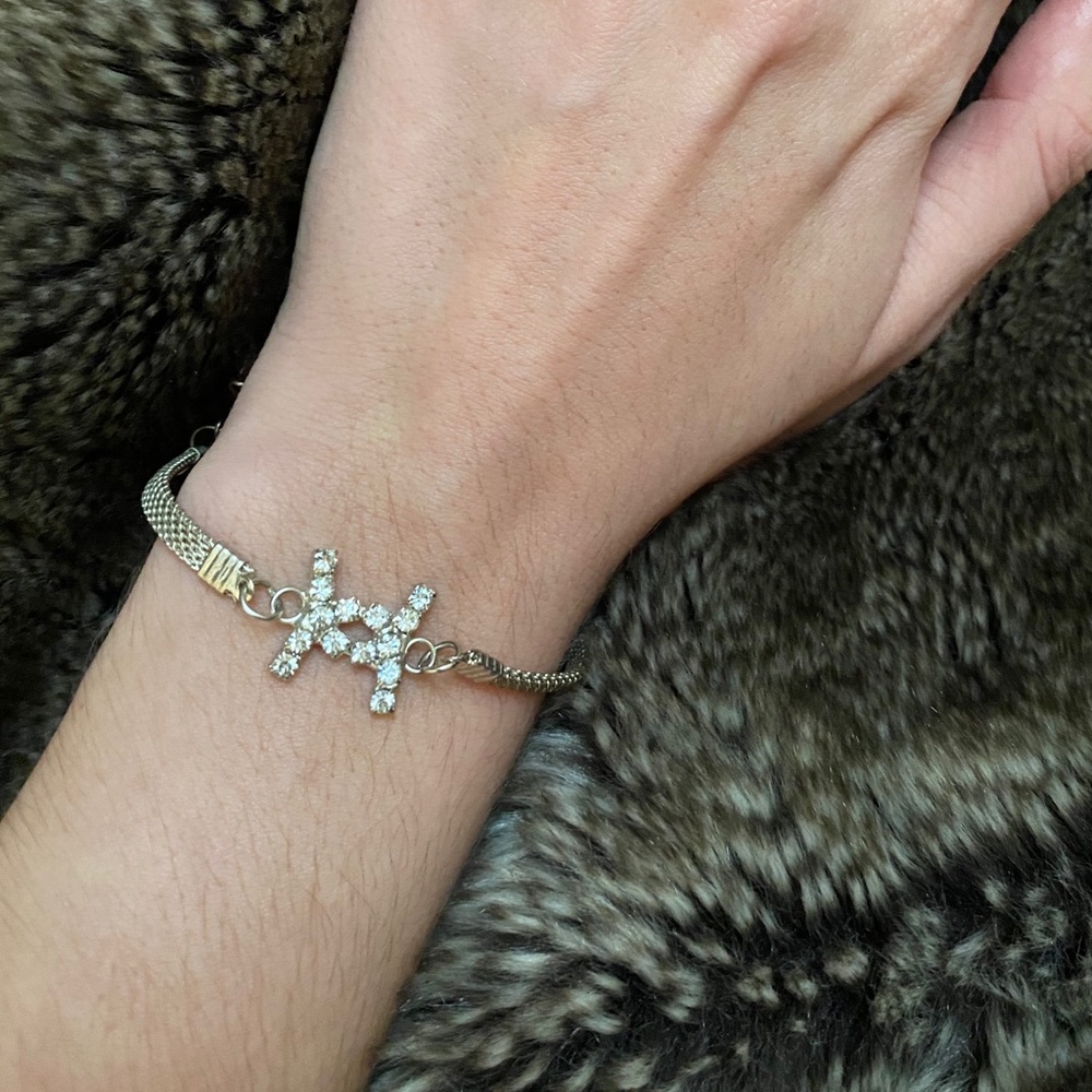 Sterling silver and gem astrology bracelet